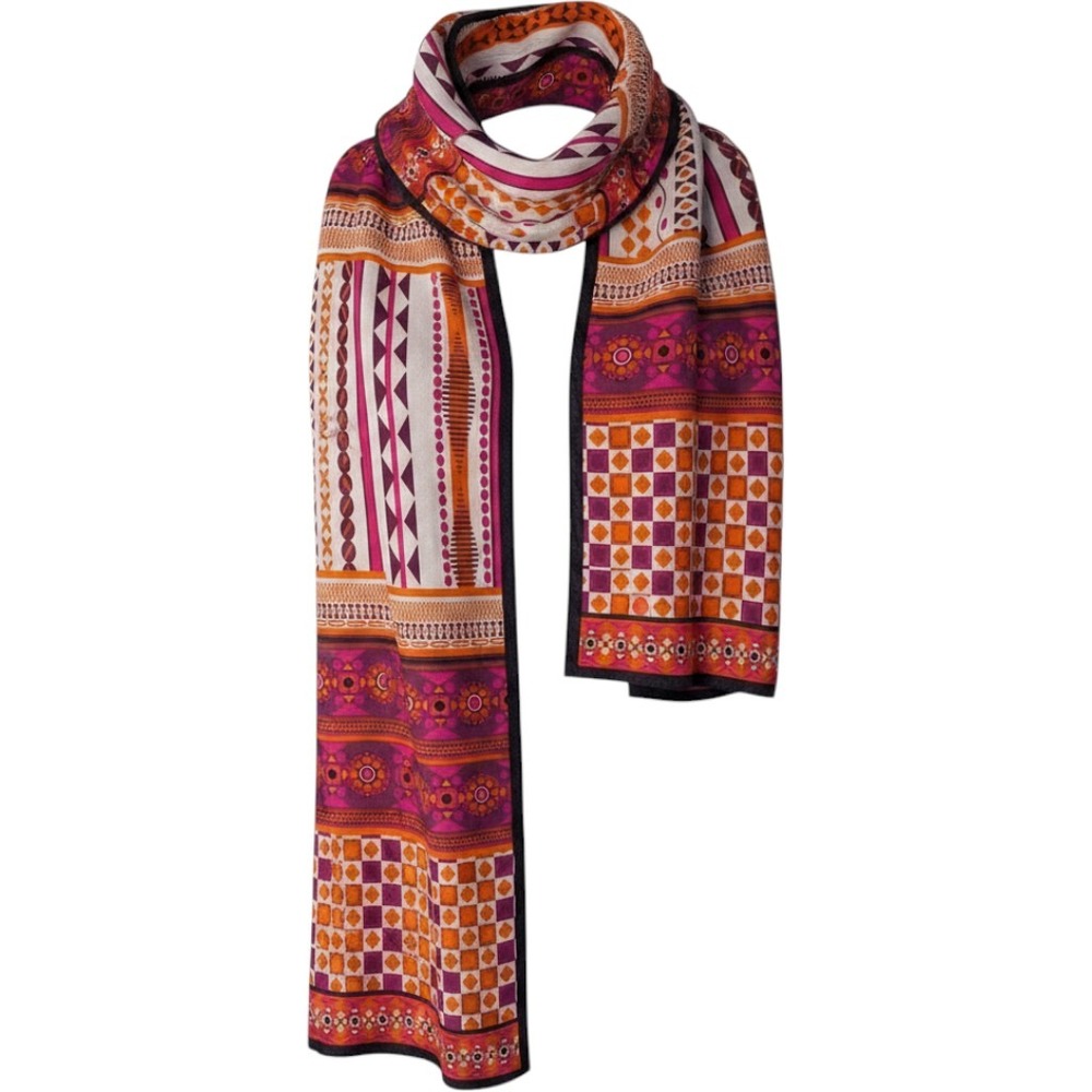 Silk 11" x 50" Adrienne Landau Scarf Boho-Chic Print Orange Pink Purple